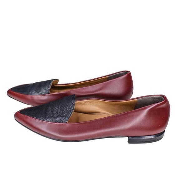 Everlane Pointed Toe Loafers Slip On Flats Burgundy Red Black Leather Classic 6 - Picture 2 of 5
